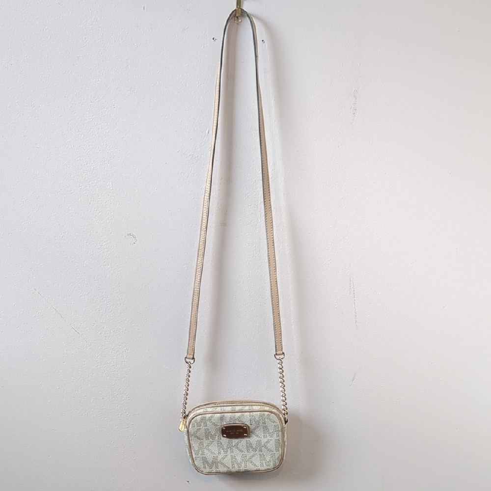 Michael Kors Cream Logo Crossbody Bag with Gold Hardware